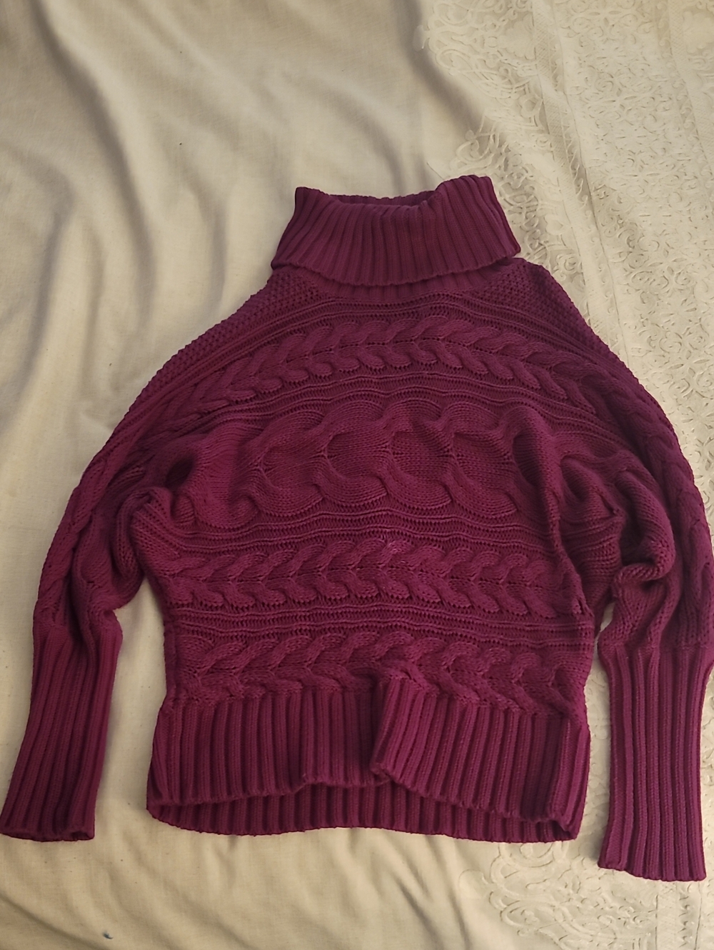 Moda International, Victoria's Secret Turtleneck Cable Knit Sweater Deep Magenta